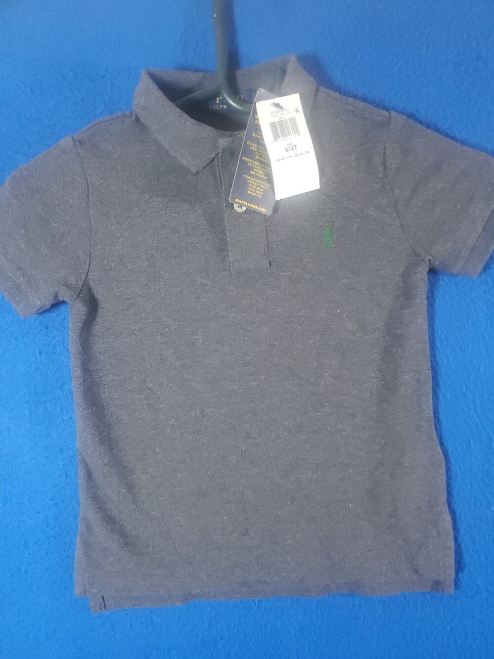 Polo Ralph Lauren Kids Boys Size 4T Gray Pique Short Sleeve Polo Shirt NWT